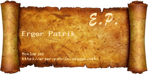 Erger Patrik névjegykártya